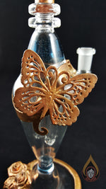 Rig Pipe Banger Glass Art USMade Copper Electroplated Butterfly