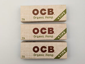 ocb organic hemp rolling papers 1 1/4 plus tips