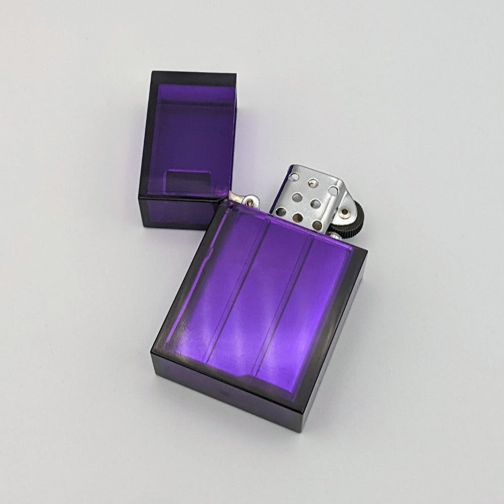 Tsubota Pearl Hard Edge Refillable Strike Lighter Clear Purple